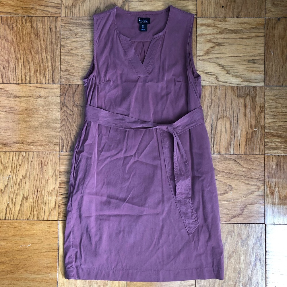 V-neck Sheath Dress with Tie Waist in Mauve